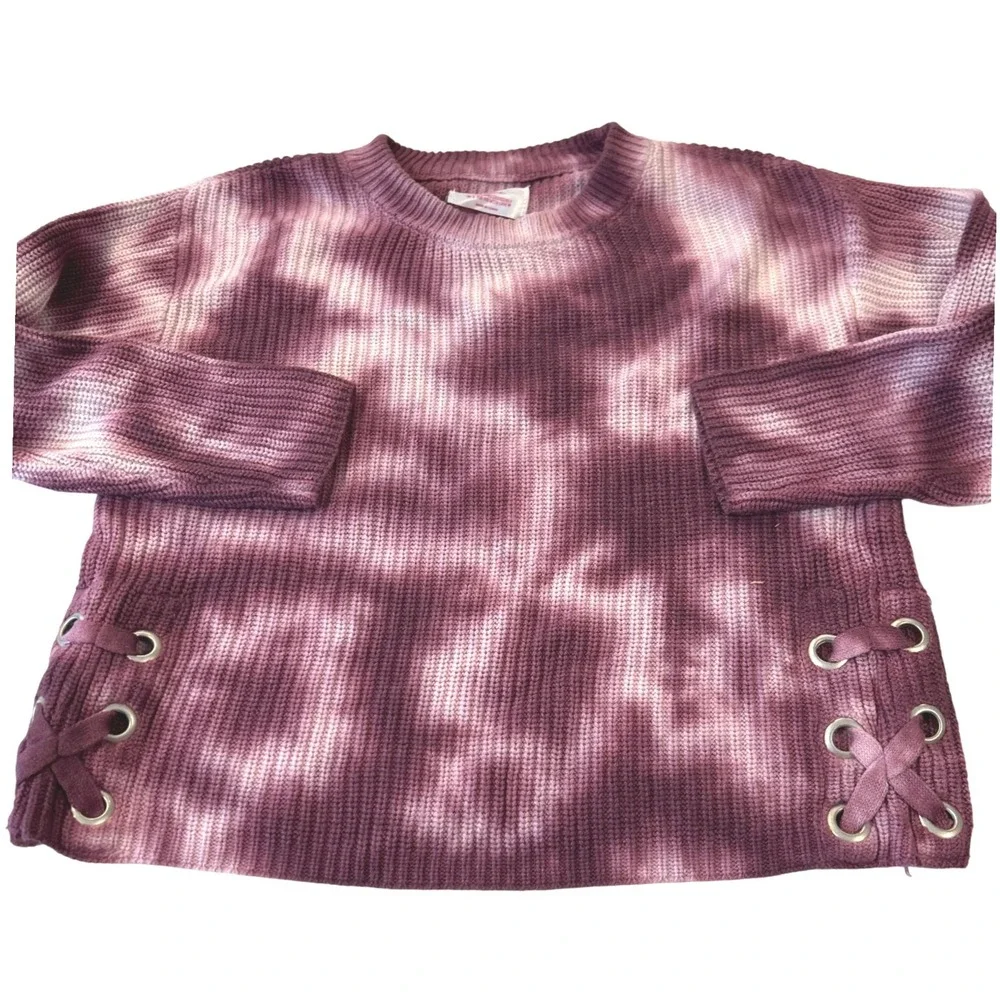 Justice Girls Tie Dye Sweater size 8- Lace Up Sides‎ Long Sleeve Knit